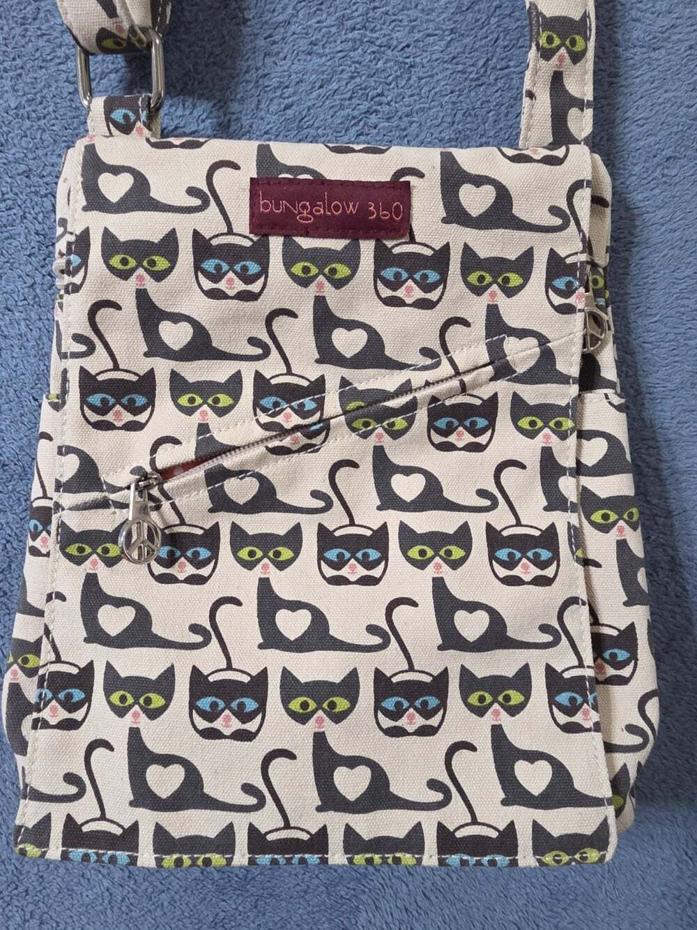 Bungalow 360 Canvas Bag Small Messenger Whimsical Cats